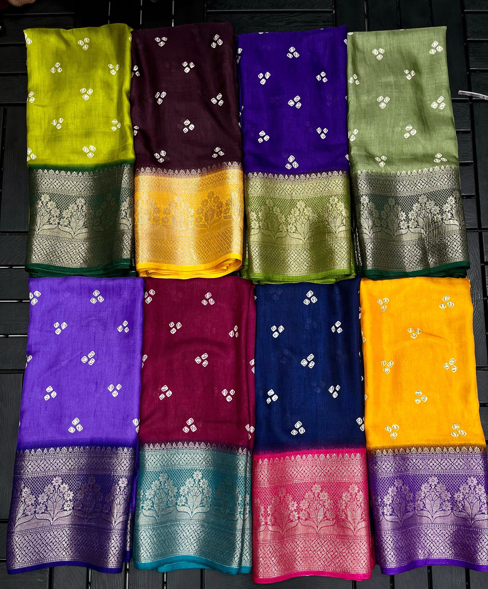 Wow Bandhej Printed Jacquard Border Dola Silk Sarees Wholesale Price In Surat